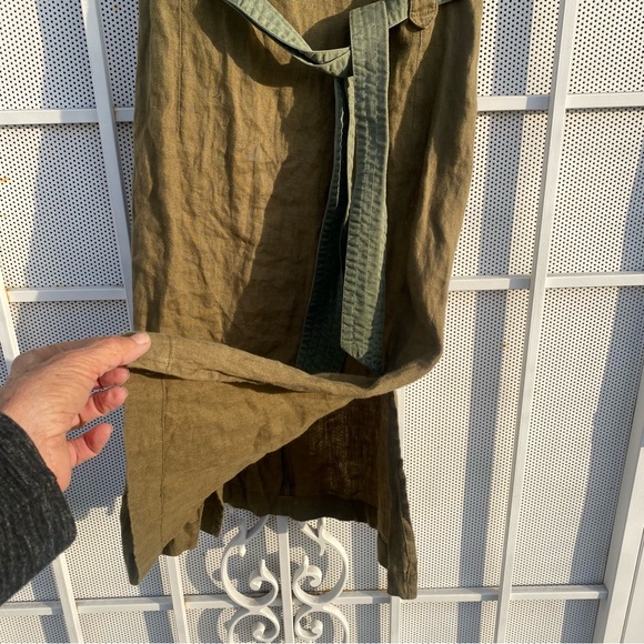 Bye women’s size S linen button front belted waist sleeveless army dress - Picture 11 of 12